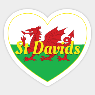 St Davids Wales UK Wales Flag Heart Sticker